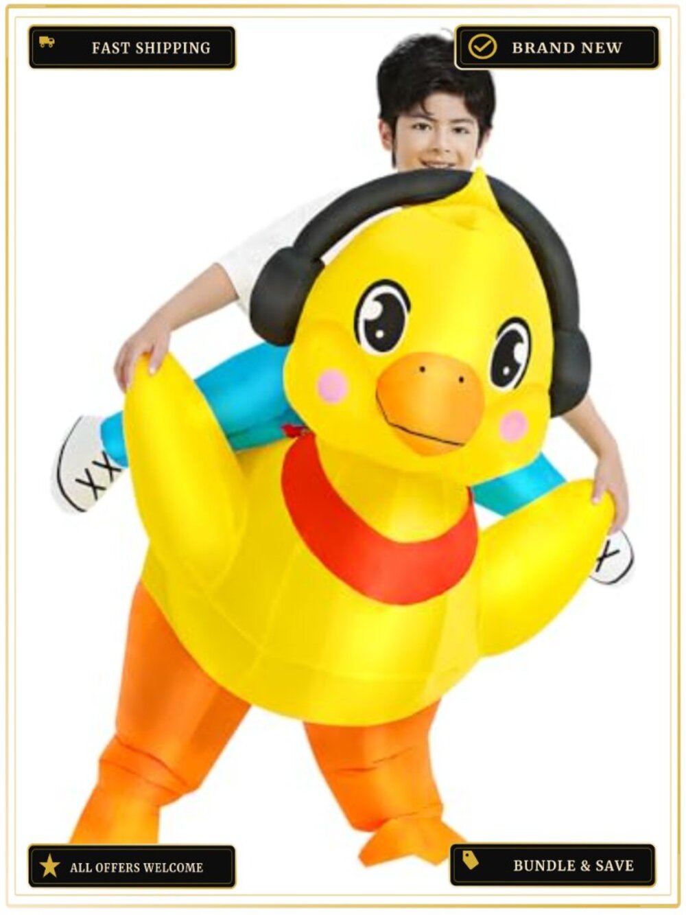 Inflatable Duck Costume Kids Blow Up Riding Halloween Suit